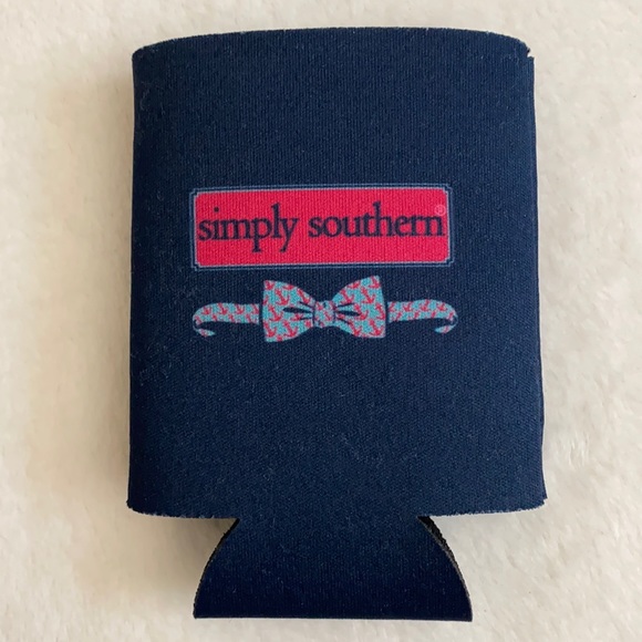 {NWT} Koozie | Simply Southern Logo Nautical Anchor Pattern Bow Tie Can Holder - Picture 1 of 15